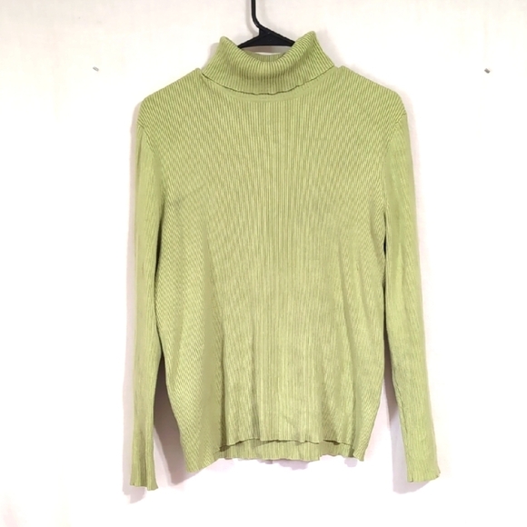 Chicos Chartreuse Green Ribbed Turtleneck Sweater Size 3 - Extra Large - Picture 1 of 4